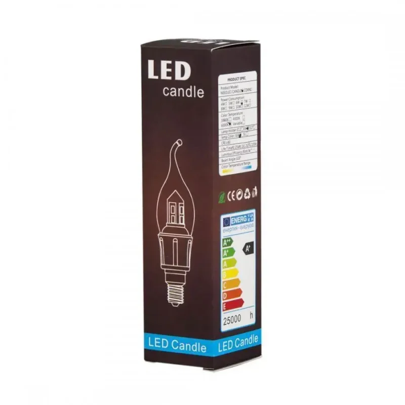 Bec LED E14 Lumanare, 6W, Lumina Rece, 6000K - imagine 3