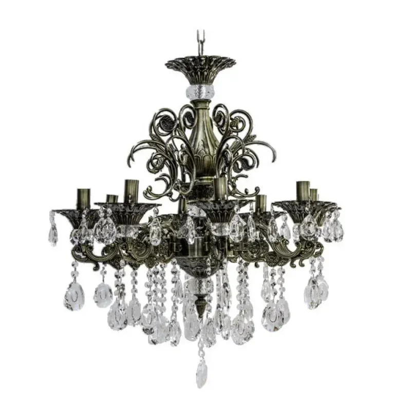 Candelabru Adotis, 8*E14, Bronz Antichizat, Metal si Cristal - imagine 2