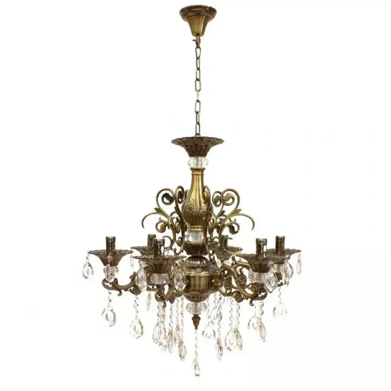 Candelabru Cristal Adler, 6*E14, Alama Antichizata, Metal si Cristal