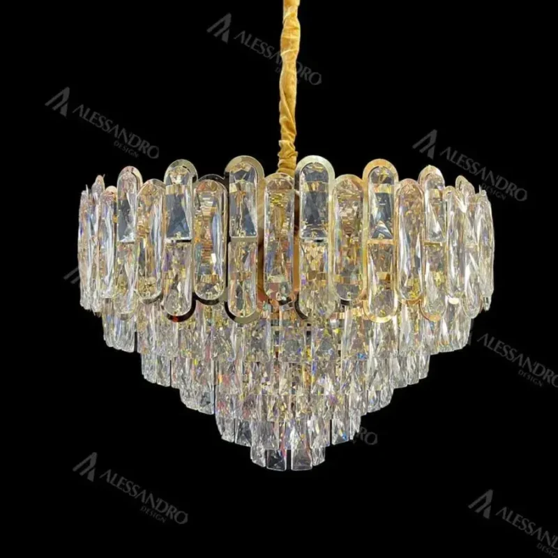 Candelabru Cristal Bamsi 10x E27 Diametru 60cm Auriu - imagine 2