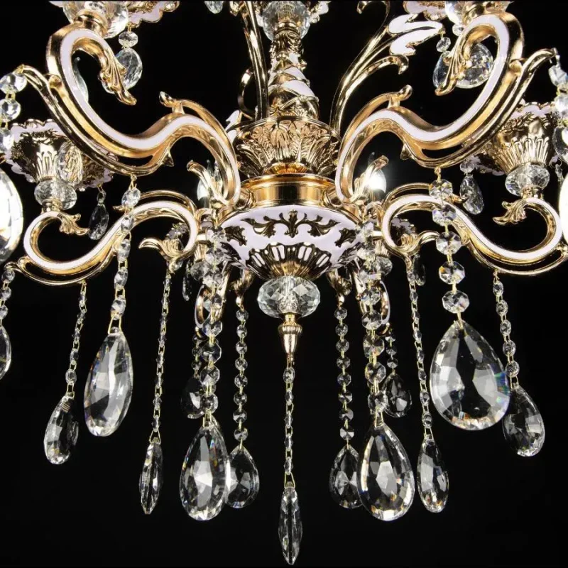 Candelabru Cristal Luciano, 6*E14, Auriu, Metal si Cristal - imagine 2