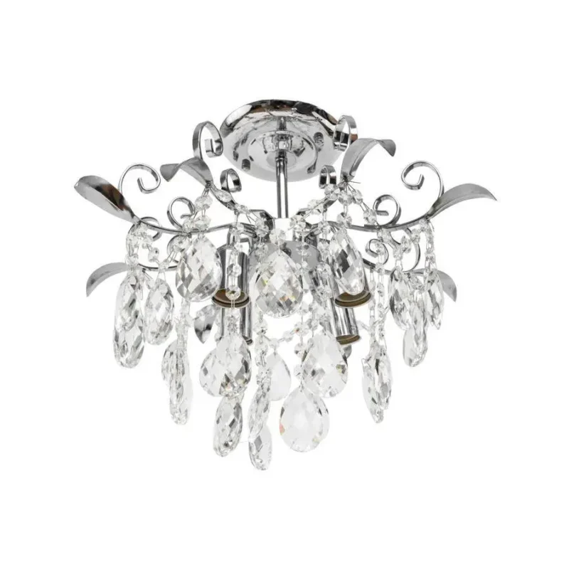 Candelabru Enifas, 4*E27, Metal si Cristal, Crom