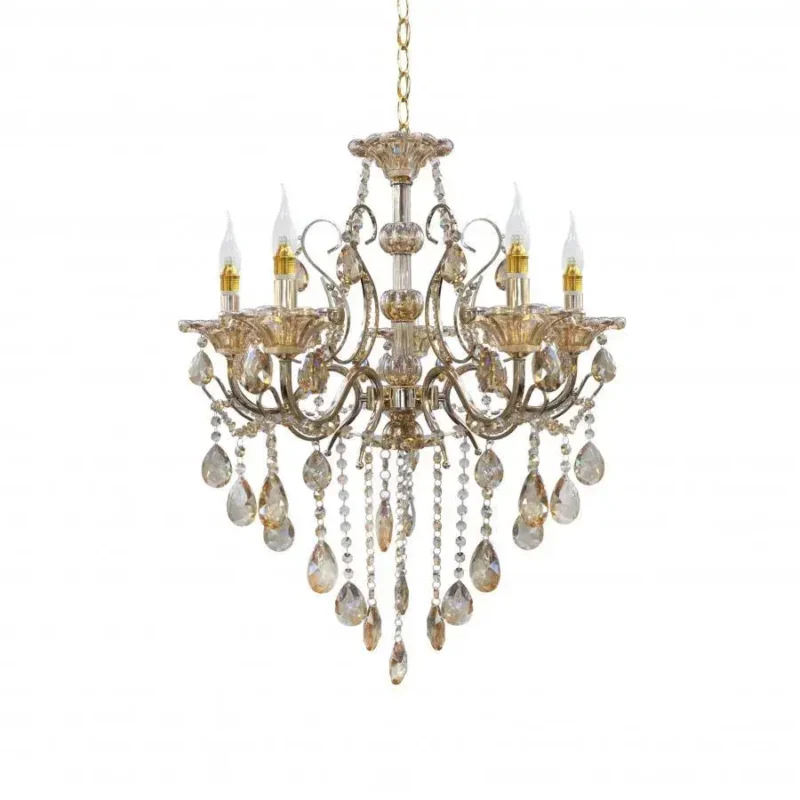 Candelabru Imperial 5*E14, Auriu, Metal si Cristal - imagine 2