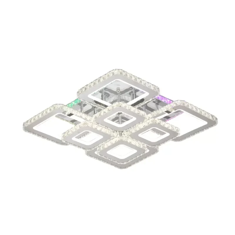 Lustra LED Cristal RGB cu Telecomanda Tanzania 198W Dimabila Argintiu - imagine 2