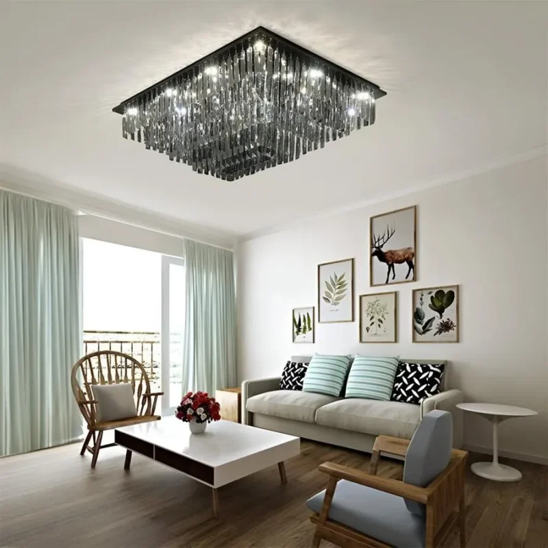 Lustra LED Cristal 57W, Xanthi, Argintiu - imagine 3