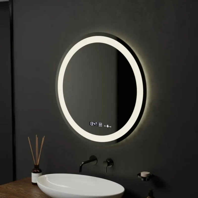 Oglinda LED Senzor MotionGlow Circollo Sistem Dezaburire Termometru si Ceas Rotunda Diametru 60 cm Lumina Rece/Calda/Neutra Dimabila Colectia Marcello Funghi - imagine 3