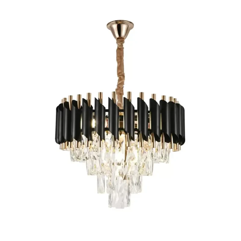 Candelabru Cristal Iustinian 5x E14 Diametru 40cm Auriu Negru - imagine 2