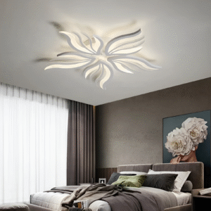 Lustra LED cu telecomanda SAKURA 60W, 5 Petale, lumina Rece/Calda/Neutra, Dimabila, Alb