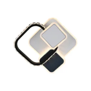 Lustra LED cu cristal GELLA 48W, Patrata, lumina Rece/Calda/Neutra, Alb Negru