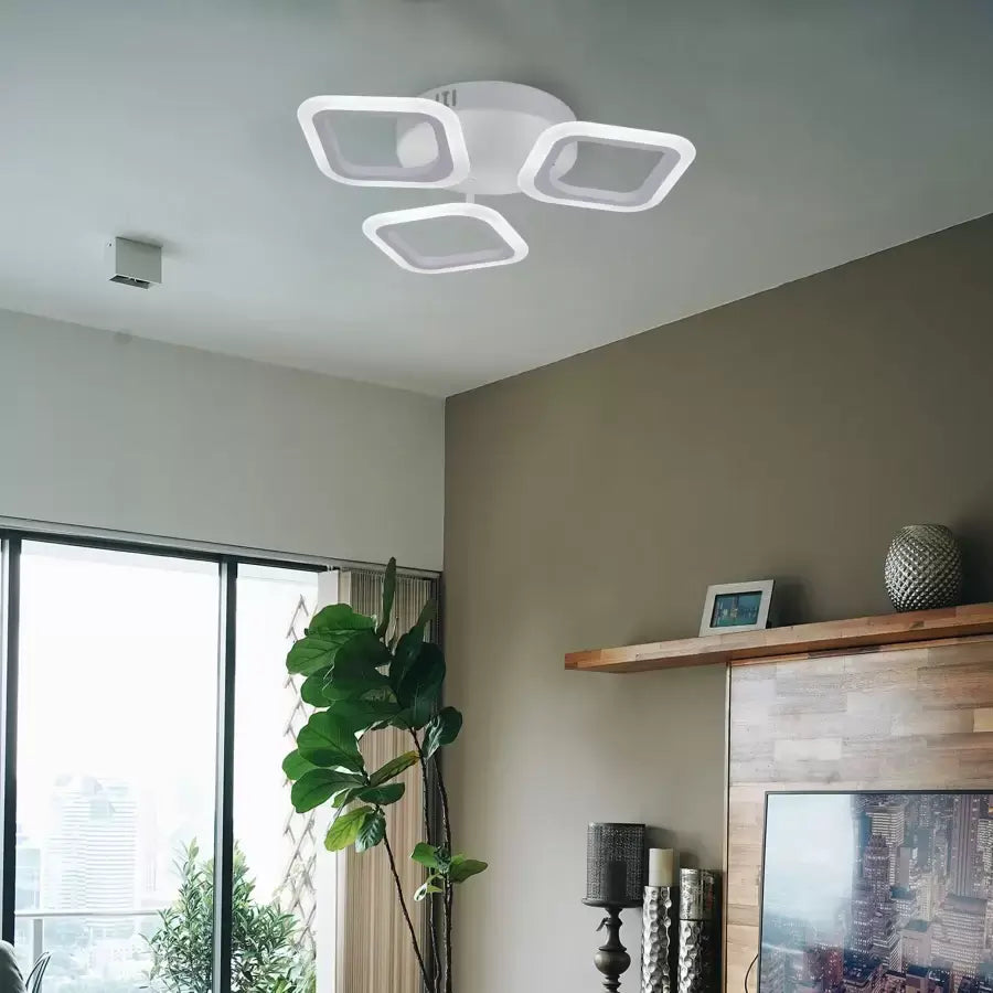 Lustra LED ERIKA 24W, 3 Patrate, lumina Neutra, Alb