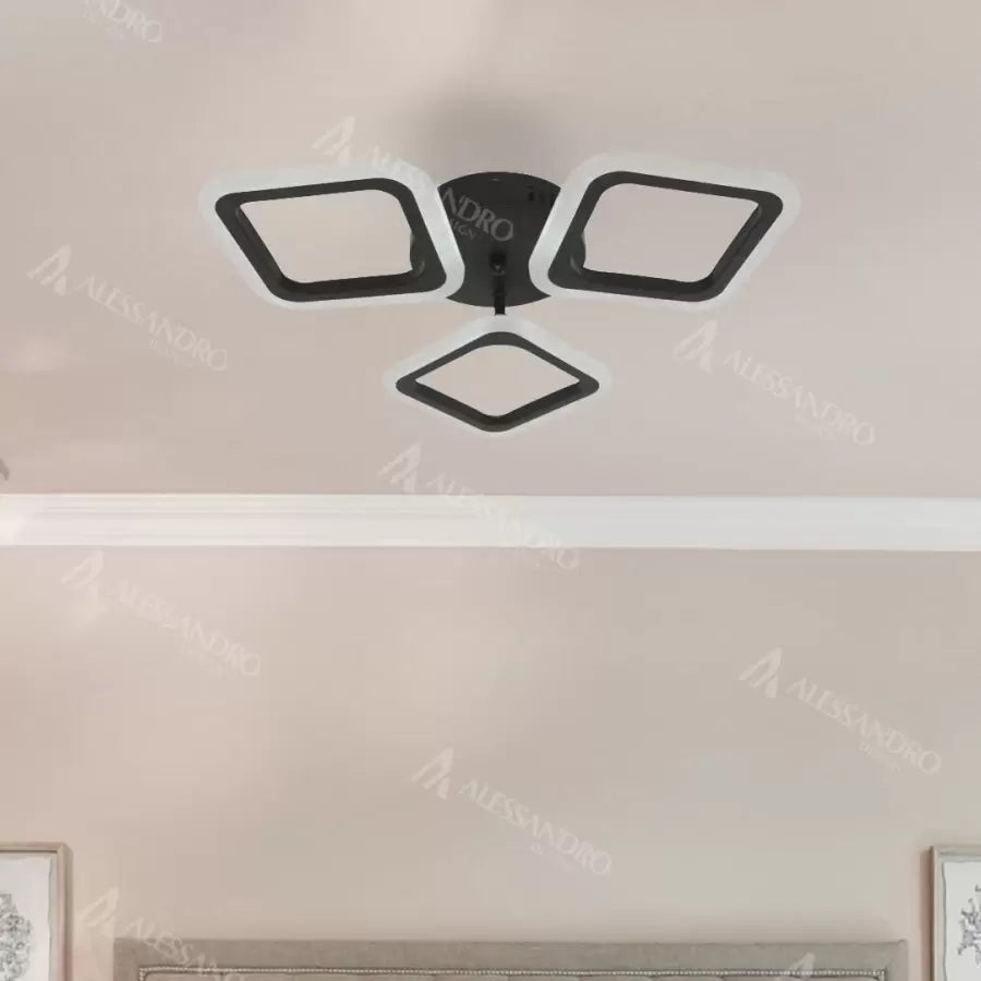 Lustra LED PULSARIS 32W, 3 Patrate, lumina Rece/Calda/Neutra, Negru - imagine 4