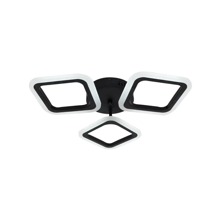 Lustra LED PULSARIS 32W, 3 Patrate, lumina Rece/Calda/Neutra, Negru - imagine 3