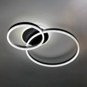 Lustra LED cu telecomanda ELISABETH 71W, 2 Cercuri, lumina Rece/Calda/Neutra, Dimabila, Negru