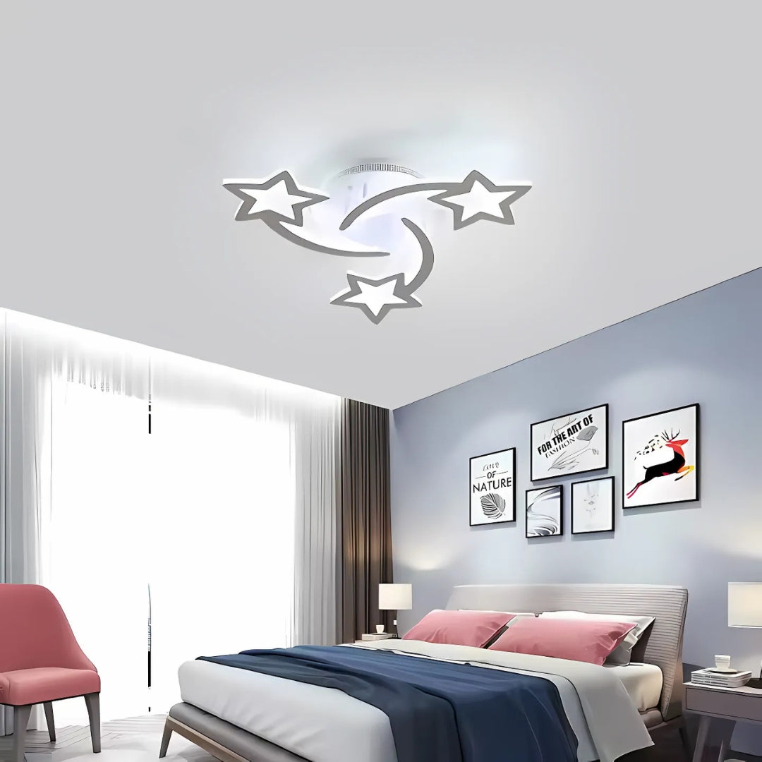 Lustra LED cu telecomanda IPOMOEA 48W, 3 Stele, lumina Rece/Calda/Neutra, Dimabila, Alb