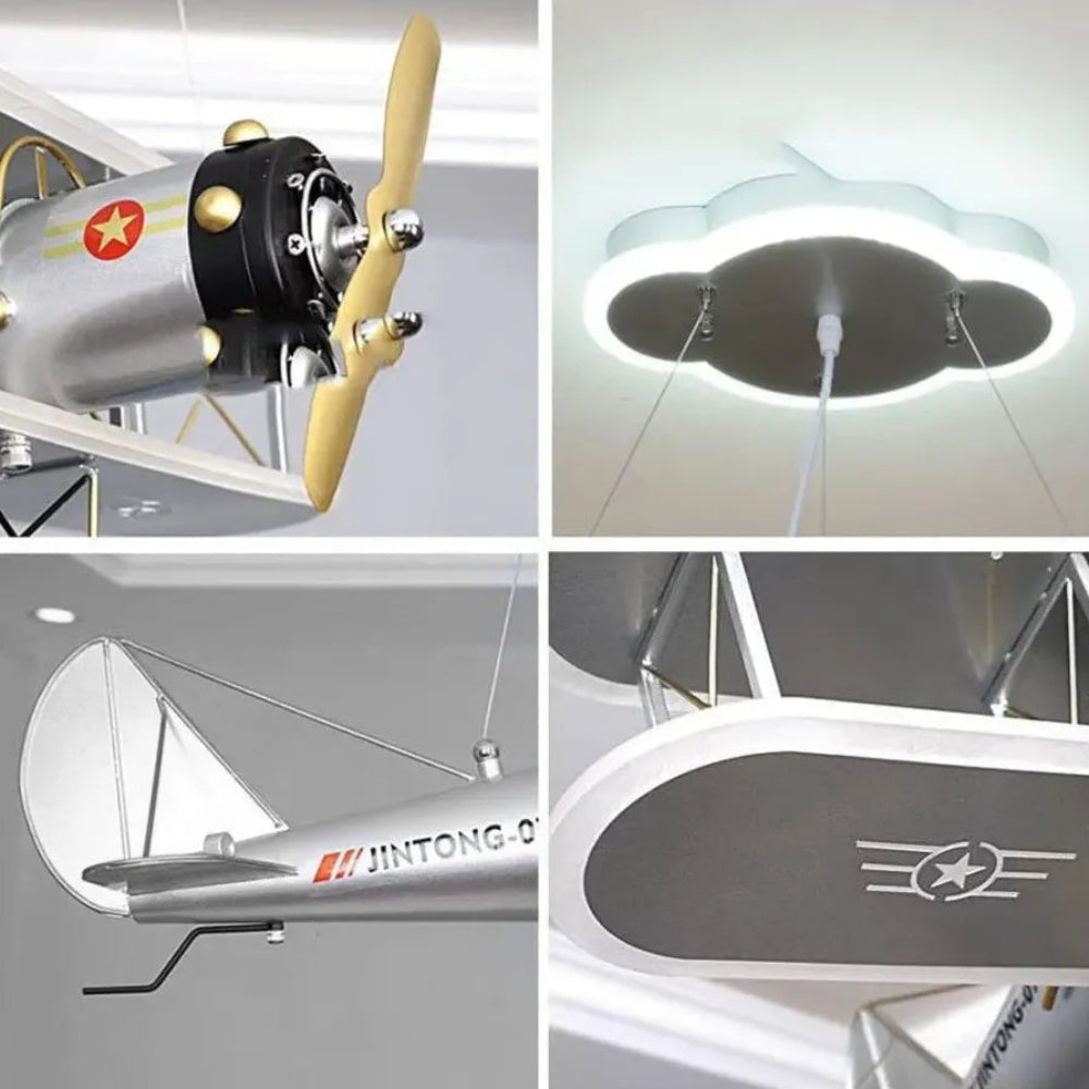 Lustra LED suspendata AVION 148W, lumina Rece/Calda/Neutra, Alb Gri - imagine 2