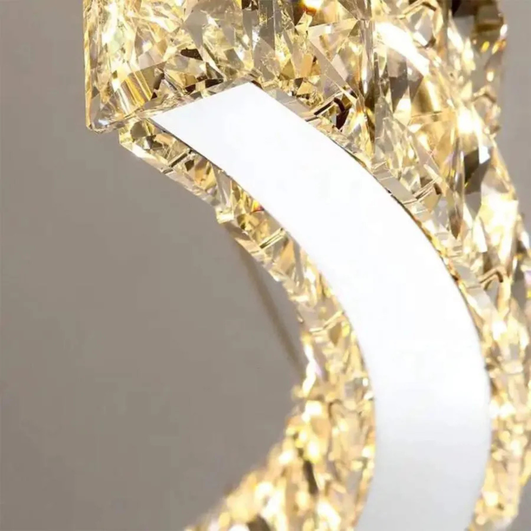 Lustra LED suspendata cu telecomanda si cristal MIA Yonca, 39W, 1 Cerc, lumina Rece/Calda/Neutra, Dimabila, Crom Lucios - imagine 3