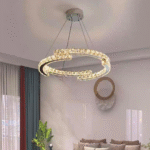 Lustra LED suspendata cu telecomanda si cristal MIA Yonca, 39W, 1 Cerc, lumina Rece/Calda/Neutra, Dimabila, Crom Lucios