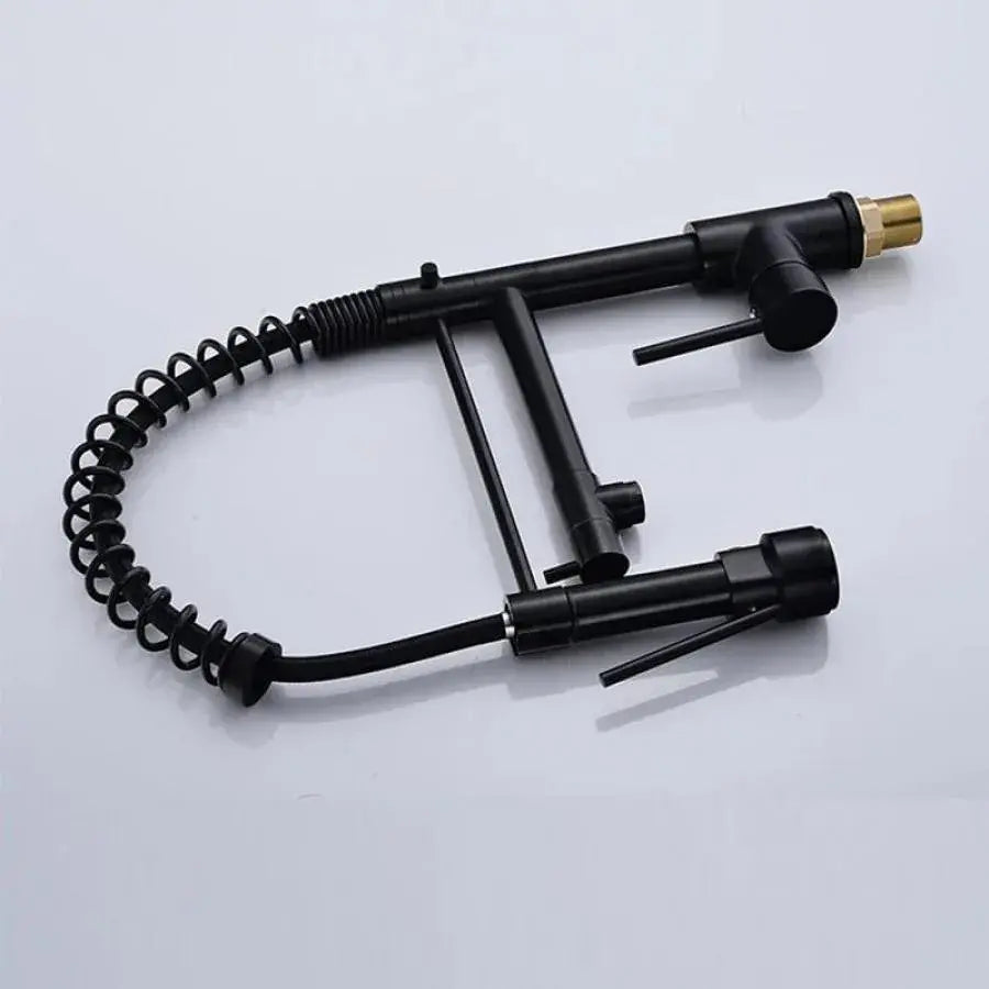 Baterie Bucatarie cu Dus Extractibil, Inox si Alama Negru, YD/201 - imagine 3