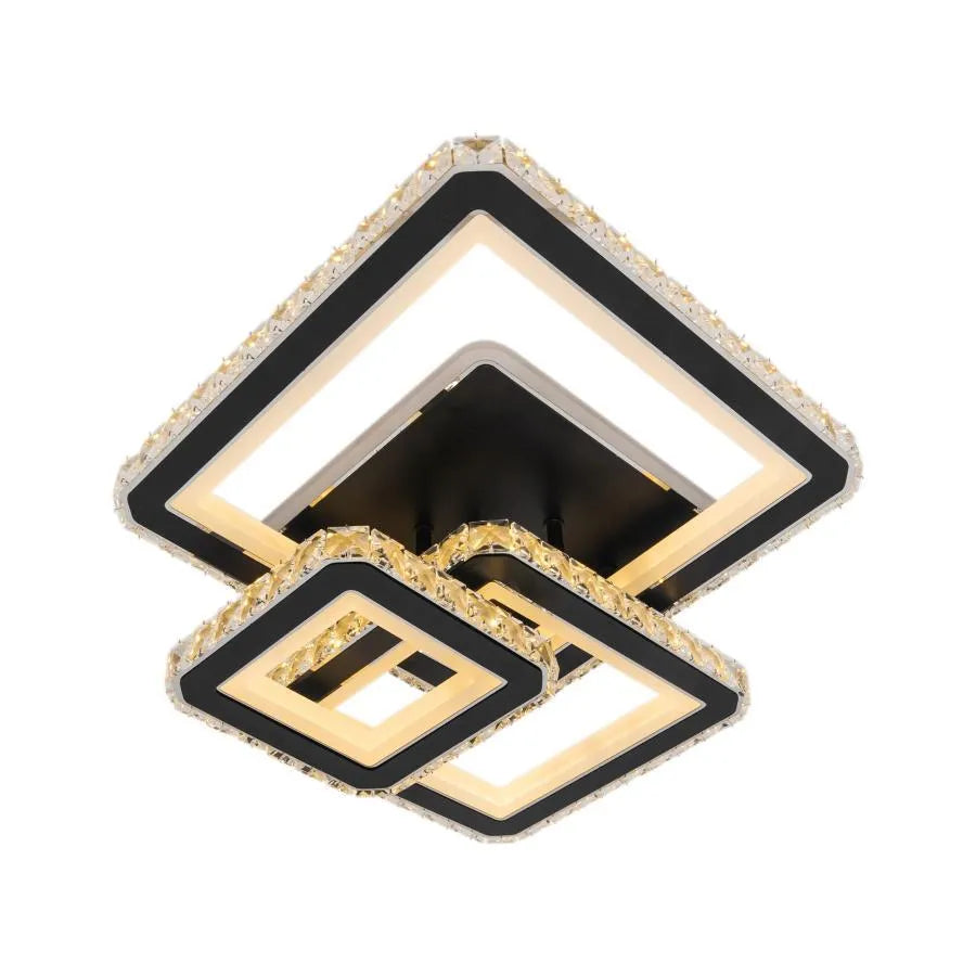 Lustra LED cu telecomanda si cristal LEILA 154W, 3 Patrate, lumina Rece/Calda/Neutra, Dimabila, Negru Crom Lucios - imagine 3