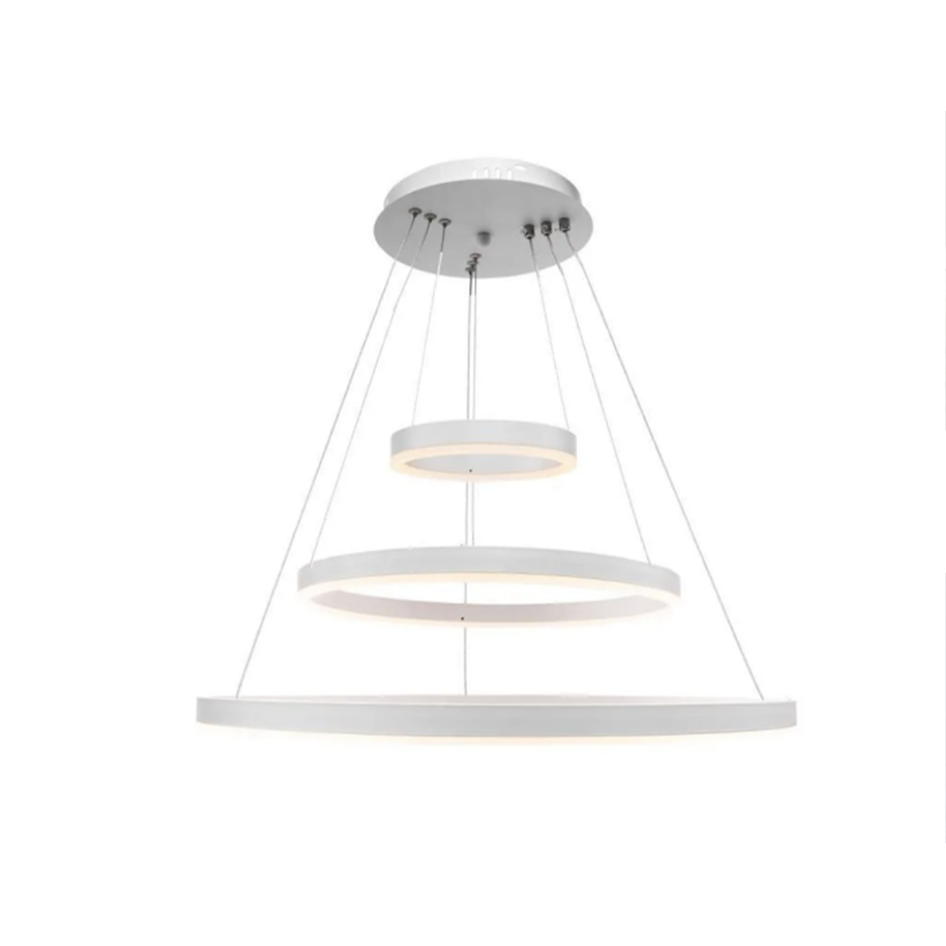 Lustra LED suspendata cu telecomanda SERENA 84W, 3 Cercuri, lumina Rece/Calda/Neutra, Dimabila, Alb, Inaltime Reglabila - imagine 3