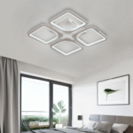 Lustra LED cu telecomanda ZOE 52W, 4 Patrate, lumina Rece/Calda/Neutra, Dimabila, Alb