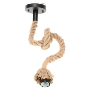 Lustra Vintage CORDA, 1xE27, Rustic, Sfoara si Metal, 92cm, Suport Negru