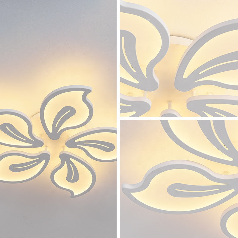 Lustra LED cu telecomanda JASMINE 73W, 5 Petale, lumina Rece/Calda/Neutra, Dimabila, Alb - imagine 2