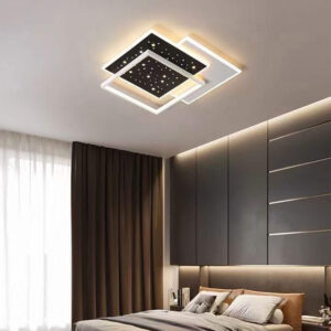 Lustra LED cu telecomanda Patrat, 184W, Lumina Rece/Calda/Neutra, Dimabila, Negru